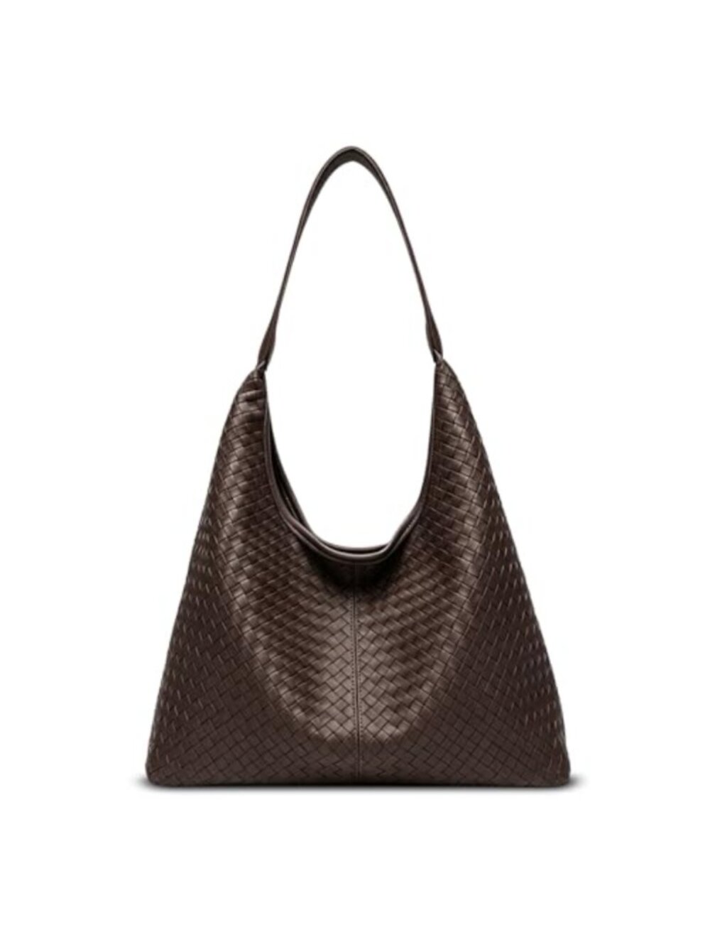 Large Woven Vegan Leather Hobo Tote Bag Slouchy Shoulder Purse